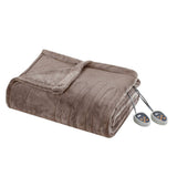 Heated Microlight Plush Electric Bedding Blanket, Brown