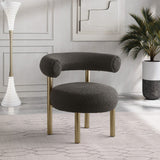 Bordeaux Contemporary Accent Chair with Curved Back Support and Stylish Iron Frame for Comfort