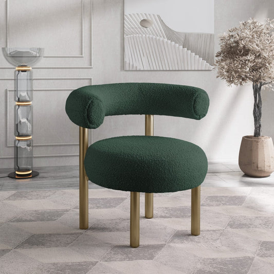 Bordeaux Contemporary Accent Chair with Curved Back Support and Stylish Iron Frame for Comfort