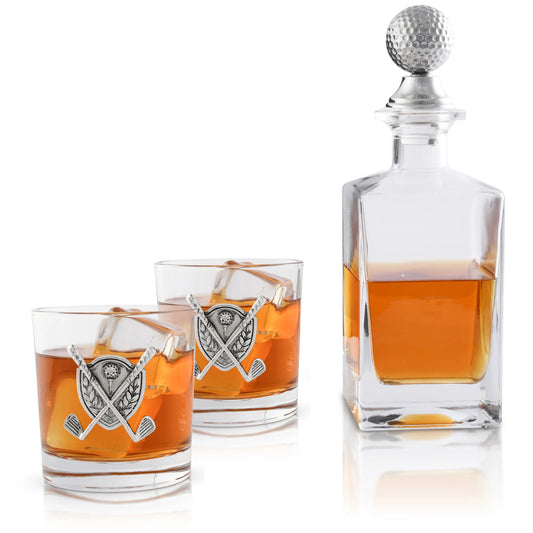 Golf Decanter Set with Pair Glasses