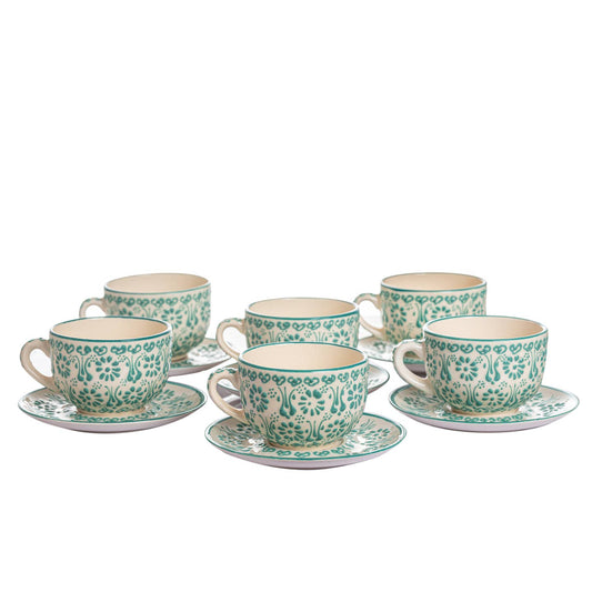 Handmade Turkish Coffee Cup & Saucer – White