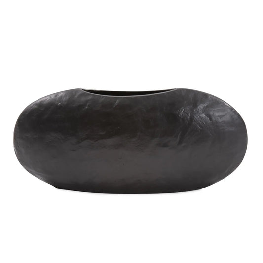 Hammered Organic Ebony Aluminum Canoe Vase- Large