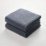 Waffle Bath Towels - Dark Grey Color - Set of 2