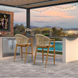 PURPLE LEAF Outdoor Bar Stools Set of 2 – Counter Stools Bar Stools with Aluminum Frame & Backrest for Patio, Kitchen Island & Bistro Stools