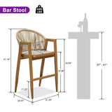 PURPLE LEAF Outdoor Bar Stools Set of 2 – Counter Stools Bar Stools with Aluminum Frame & Backrest for Patio, Kitchen Island & Bistro Stools