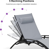 PURPLE LEAF Patio Chaise Lounge Set Outdoor Beach Pool Sunbathing Lawn Lounger Recliner Chair Outside Chairs with Side Table Included