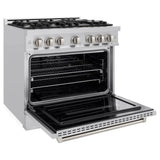 ZLINE 36" Dual Fuel Range, Gas Cooktop, Electric Convection Oven Stainless Steel, CDR36