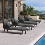PURPLE LEAF Patio Chaise Lounge Chair, Aluminum Pool Lounge Chairs for Outdoor with 2 Cushions for Deck, Pool, Lawn, Garden, Courtyard, Porch, Teak