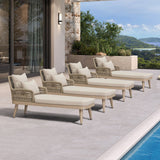PURPLE LEAF Patio Chaise Lounge Chair, Aluminum Pool Lounge Chairs for Outdoor with 2 Cushions for Deck, Pool, Lawn, Garden, Courtyard, Porch, Teak