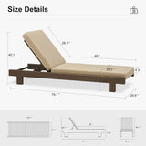 PURPLE LEAF Outdoor Daybed for Patio, Poolside Chaise Lounge Bed with Cushion, Olefin Blend Fabric, Aluminum Frame Sunbed with Side Table for Deck and Backyard