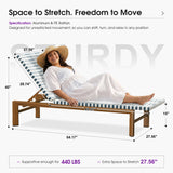 PURPLE LEAF Outdoor Teak Chaise Lounge Chair, Wood Grain Aluminum Outdoor Pool Lounge Chairs with Adjustable Backrest, Breathable Recliner for Patio, Poolside, Garden