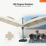 PURPLE LEAF SUNBRELLA Cantilever Umbrella Grey Aluminum Patio Umbrella
