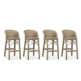 PURPLE LEAF Outdoor Bar Stools Set of 2 Rattan Patio Tall Bar Chairs Aluminum Frame with Back Barstools for Kitchen Garden Backyard Bistros Restaurant
