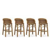 PURPLE LEAF Outdoor Bar Stools Set of 2 Rattan Patio Tall Bar Chairs Aluminum Frame with Back Barstools for Kitchen Garden Backyard Bistros Restaurant