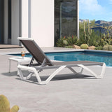 PURPLE LEAF Patio Chaise Lounge Chair Outdoor Plastic Textilene Sun Bathing Recliner Tanning Pool Lounger with 6 Adjustable Position for Outside Beach in-Pool Lawn Poolside