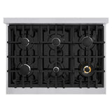 ZLINE 36" Select Dual Fuel Range Gas Cooktop Electric Convection Oven Stainless Steel Black Matte Door HDR-BLM-36