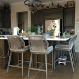 PURPLE LEAF Outdoor Bar Stools Wicker Rattan Bar Stools with Back Aluminum Outside Garden Patio Bar Chairs