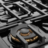 ZLINE 30" Paramount Gas Rangetop Black Stainless Steel Polished Gold SRTBZ-30-G
