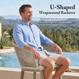PURPLE LEAF Outdoor Bar Stools Patio Modern Aluminum Rattan High Back & Arms Bar Chairs with Removable Cushions and Pillows for Outdoor or Indoor