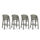 PURPLE LEAF Outdoor Bar Stools Set of 2 Rattan Patio Tall Bar Chairs Aluminum Frame with Back Barstools for Kitchen Garden Backyard Bistros Restaurant