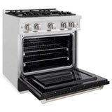 ZLINE 36" Select Dual Fuel Range Gas Cooktop Electric Convection Oven DuraSnow® Stainless Steel Black Matte Door HDRS-BLM-36