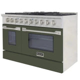 Kucht 48" Gas Range in Stainless Steel with Olive Green Oven Doors, KNG481-OG