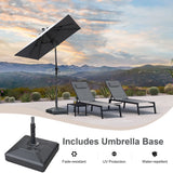 PURPLE LEAF Crank and Tilt Square Patio Table Umbrella with Base for Garden Porch