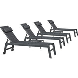 PURPLE LEAF Outdoor Lounge Chair Patio Chaise Pool Lounger Aluminum Frame with Side Table and Wheels for Outside Sunbathing Tanning Recliner Including Pillows