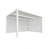 PURPLE LEAF Athena Louvered Pergola white Outdoor Aluminum Pergola with Shutter Wall Adjustable Gazebo Rainproof for Patio Deck Garden