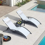 PURPLE LEAF Patio Chaise Lounge Set Outdoor Beach Pool Sunbathing Lawn Lounger Recliner Chair Outside Chairs with Side Table Included