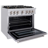 ZLINE 36" Select Dual Fuel Range Gas Cooktop Electric Convection Oven Stainless Steel Brass Burners HDR-BR-36