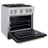 ZLINE 30" Select Dual Fuel Range Gas Cooktop Electric Convection Oven Stainless Steel Black Matte Door HDR-BLM-30
