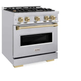 ZLINE 30" Dual Fuel Range, Gas Cooktop, Electric Convection Oven Stainless Steel, Champagne Bronze CDRZ-30-CB