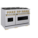 ZLINE 48" Dual Fuel Range, Gas Cooktop, Electric Convection Oven Stainless Steel, Champagne Bronze CDRZ-48-CB
