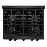 ZLINE 30 in.Gas Range, Convection Gas Oven, Brass Burner, Black Stainless Steel, SGRB-BR-30