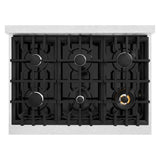 ZLINE 36" Select Dual Fuel Range Gas Cooktop Electric Convection Oven DuraSnow® Stainless Steel Black Matte Door HDRS-BLM-36
