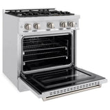 ZLINE 30" Dual Fuel Range, Gas Cooktop, Electric Convection Oven DuraSnow® Stainless Steel, CDRS-30