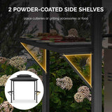 PURPLE LEAF Hardtop Grill Gazebo for Patio Grey Permanent Metal Roof Outside Sun Shade Outdoor BBQ Canopy with String Lights