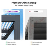 PURPLE LEAF Athena Louvered Pergola Modern Grey Pergola with White Roof for Deck Backyard Garden
