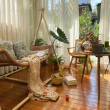 PURPLE LEAF Double Cloud Hanging Chair - Outdoor Patio Rattan Swing Chair with Cushion and Backrest.