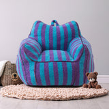 MAXYOYO Kids Bean Bag Chair, Sherpa Bean Bag Couch with Decorative Edges for children's room (Stripe Blue)