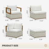 PURPLE LEAF Griffin L-shaped Patio Conversation Set White with Cushion Pillows Ottoman and Premium Leather for Patio Balcony