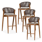 PURPLE LEAF Bar Stool Rattan Bar Stools Counter Stools with Back Metal Bar Height Stool Outdoor Bar Chair for Garden Kitchen