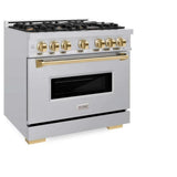 ZLINE 36" Dual Fuel Range, Gas Cooktop, Electric Convection Oven Stainless Steel, Gold CDRZ-36-G
