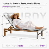 PURPLE LEAF Outdoor Teak Chaise Lounge Chair, Wood Grain Aluminum Outdoor Pool Lounge Chairs with Adjustable Backrest, Breathable Recliner for Patio, Poolside, Garden