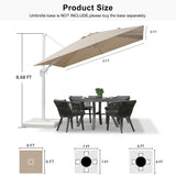 PURPLE LEAF Morden White Outdoor Umbrella Premium Aluminum Patio Cantilever Pool Sun Umbrellas