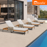 PURPLE LEAF Outdoor Chaise Lounge Patio Lounge Chair Recliner with Side Table and Cushion for Poolside Balcony Backyard