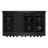 ZLINE 48"Paramount Dual Fuel Range Black Stainless Steel, Brass Burners SDRB-BR-48