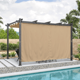 PURPLE LEAF Outdoor Pergola with Retractable Canopy Aluminum Shelter for Beach Porch Garden Shade Pavilion Pergola with Curtains