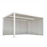 PURPLE LEAF Athena Louvered Pergola white Outdoor Aluminum Pergola with Shutter Wall Adjustable Gazebo Rainproof for Patio Deck Garden
